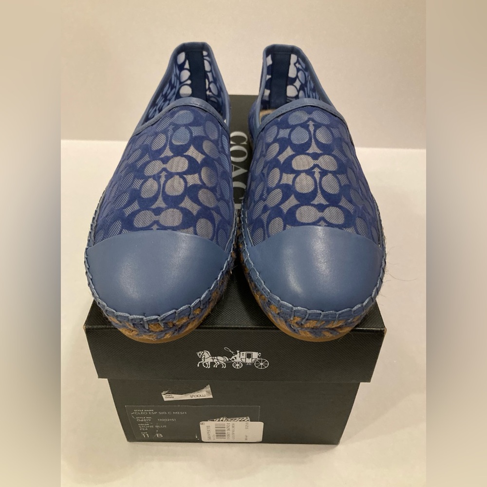 Coach New in Box Size 11B Cleo Espadrille in Stone Blue
